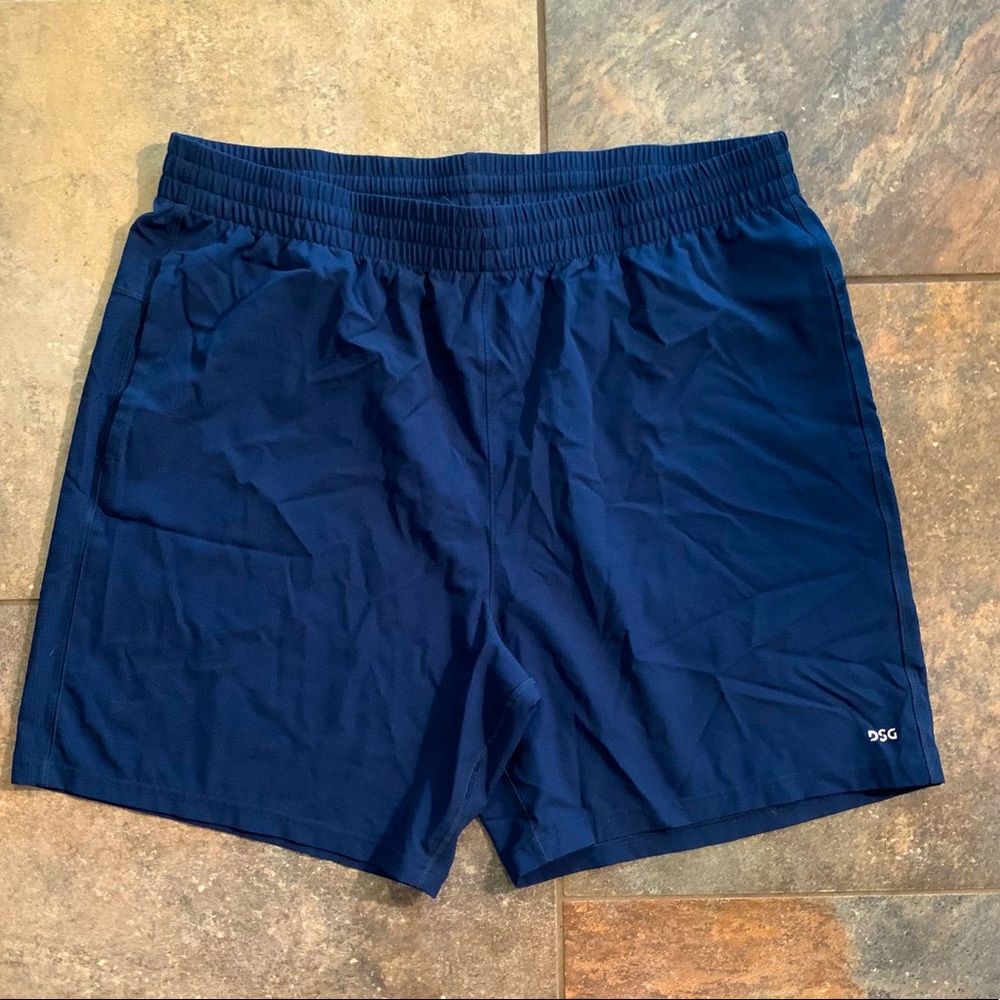 EUC DSG Navy Blue Sports SHORTS MENS XXL Drawstring Waist Lightweight Swim Fish